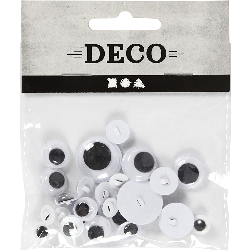 Googly Eyes, õmmeldud, õmblemine, diameeter. 8-20 mm, 24 tk / 1 pakk - Image 2