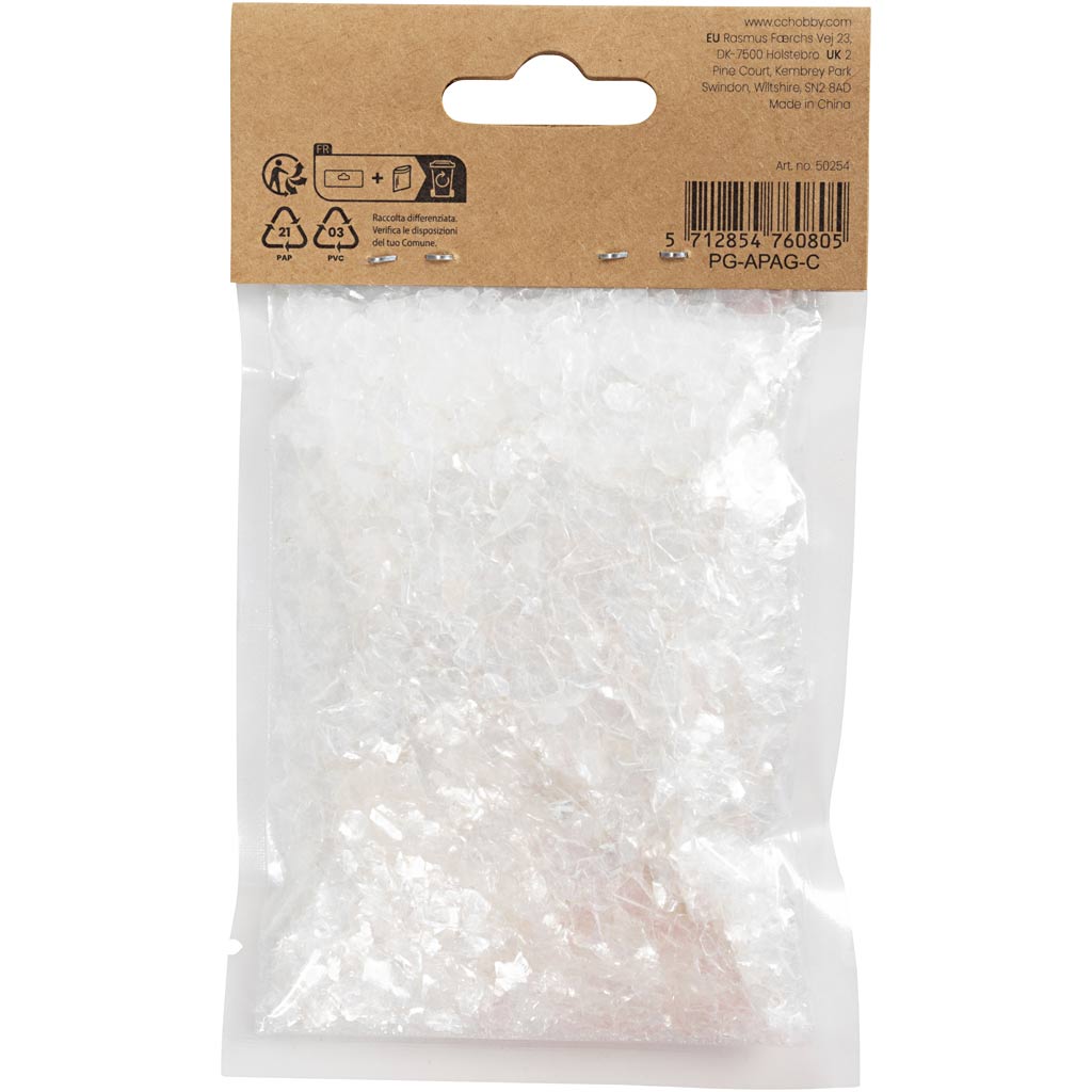 Kunstlumi, valge glitter, 50 g/ 1 kott - Pilt 3