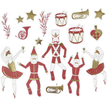 Väljalõigatud sildid, suurus 2,2x12,5 cm, kuldne, punane, valge, 57 tk/ 1 pakk