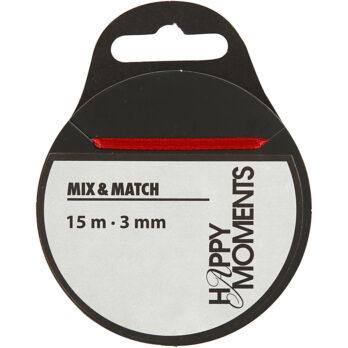 Satiinpael, W: 3 mm, punane, 15 m/ 1 rull