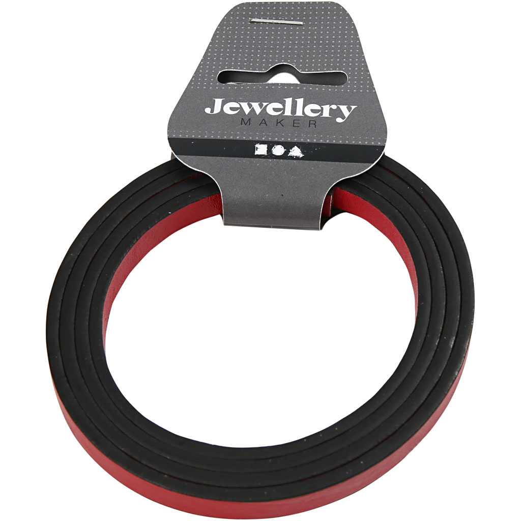 Kunstnahast vöö, W: 10 mm, paksus 3 mm, punane, 1 m/ 1 pakk - Image 2