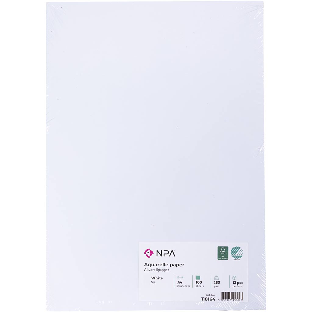 Akvarellipaber, A4, 180 g, valge, 100 lehte/ 1 pakk - Image 2