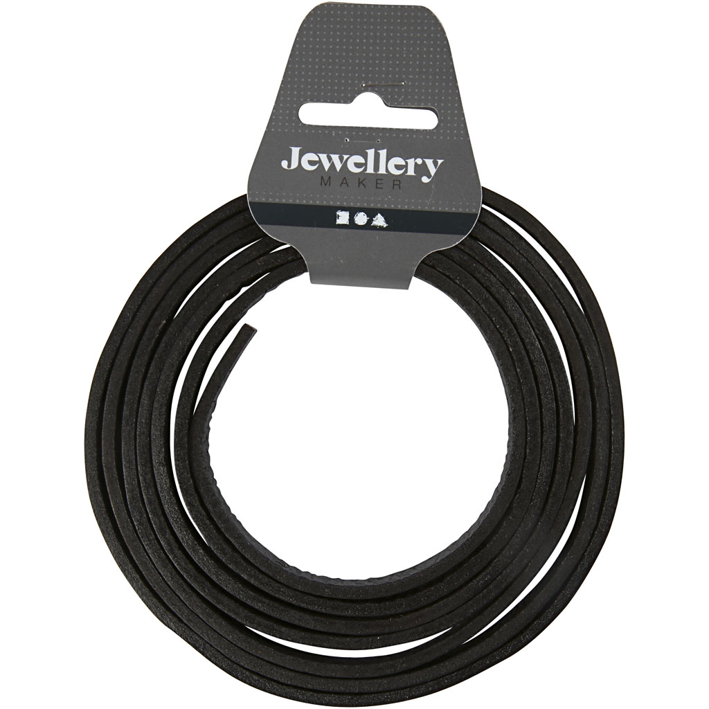 Nahkrihm, W: 10 mm, paksus 3 mm, must, 2 m/ 1 pakk - Image 2