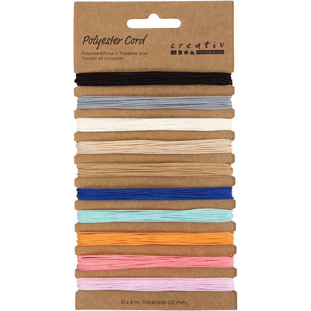Polüesternöör, paksus 0,6 mm, erinevad värvid, 10x4 m/ 1 pakk