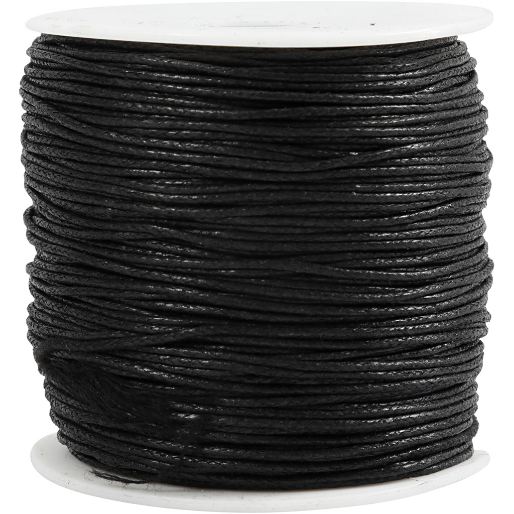 Puuvillane nöör, paksus 1 mm, must, 100 m/ 1 pakk