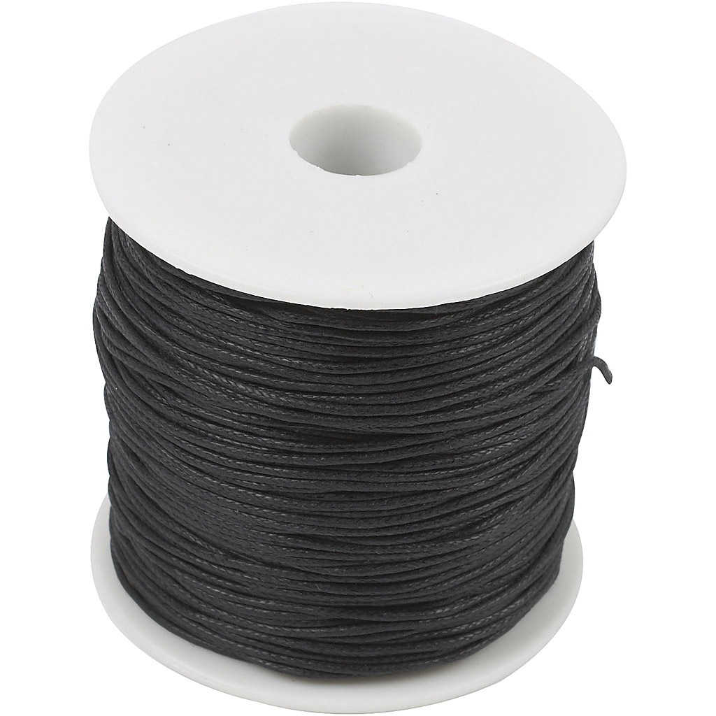 Puuvillane nöör, paksus 1 mm, must, 100 m/ 1 pakk - Image 2