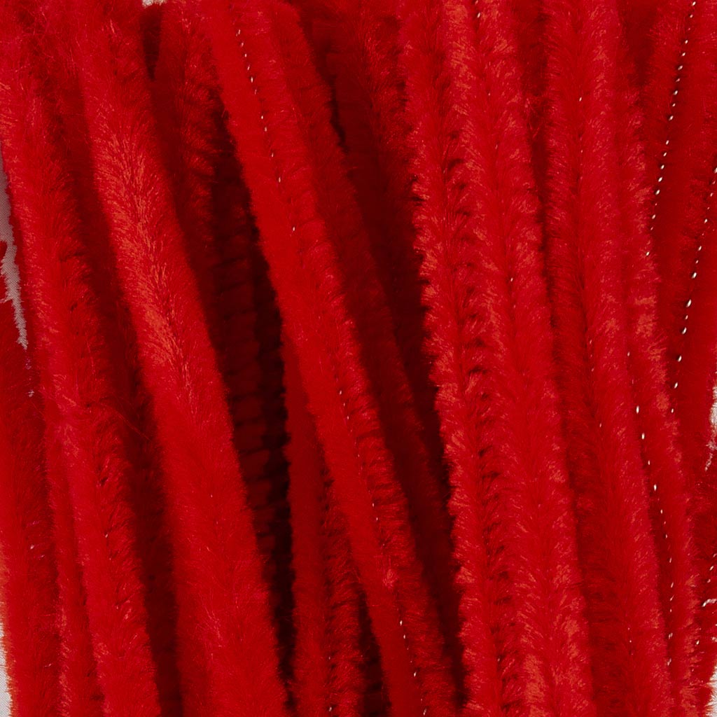 šenill, L: 30 cm, paksus 6 mm, punane, 50 tk/ 1 pakk - Image 5