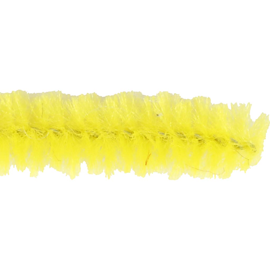 šenill, L: 30 cm, paksus 6 mm, kollane, 50 tk/ 1 pakk - Pilt 4