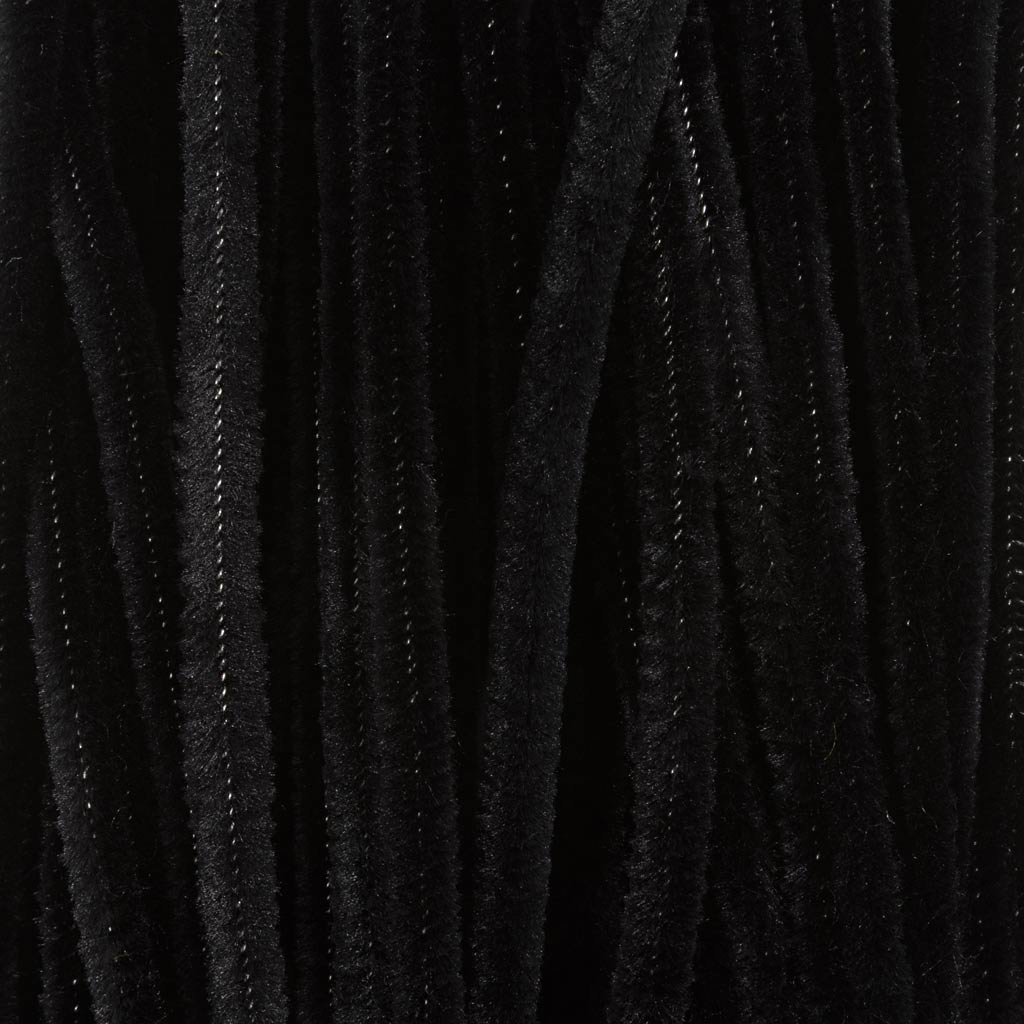 šenill, L: 30 cm, paksus 6 mm, must, 50 tk/ 1 pakk - Image 5