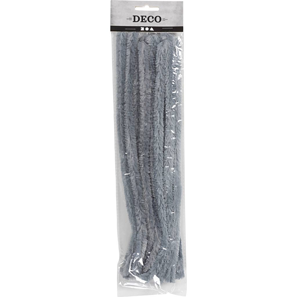 šenill, L: 30 cm, paksus 15 mm, hall, 15 tk/ 1 pakk - Image 2