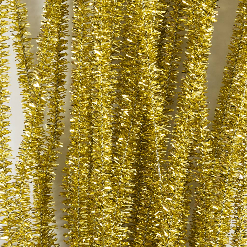 šenill, L: 30 cm, paksus 6 mm, glitter, kuldne, 24 tk/ 1 pakk - Image 4