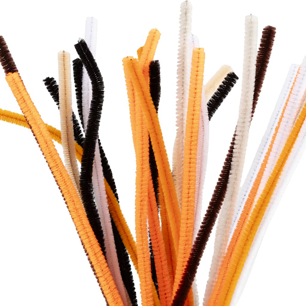 šenill, L: 30 cm, paksus 6 mm, halloweeni värvid, 25 tk / 1 pakk