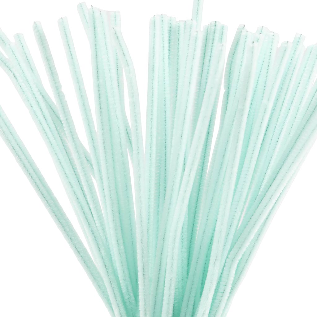 šenill, L: 30 cm, paksus 6 mm, heleturkiis, 50 tk/ 1 pakk
