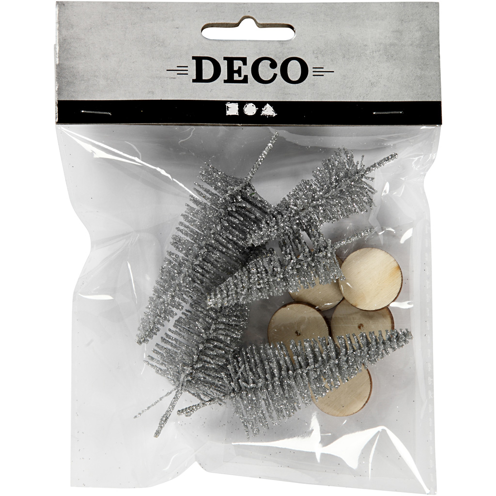 Jõulukuusk, H: 40+60 mm, hõbedane, 5 tk/ 1 pakk - Image 2