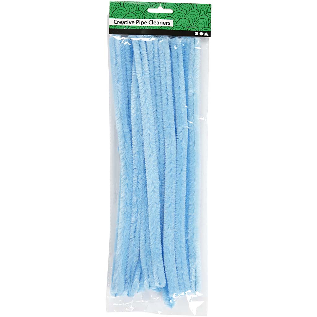šenill, L: 30 cm, paksus 15 mm, sinine, 15 tk/ 1 pakk - Pilt 2
