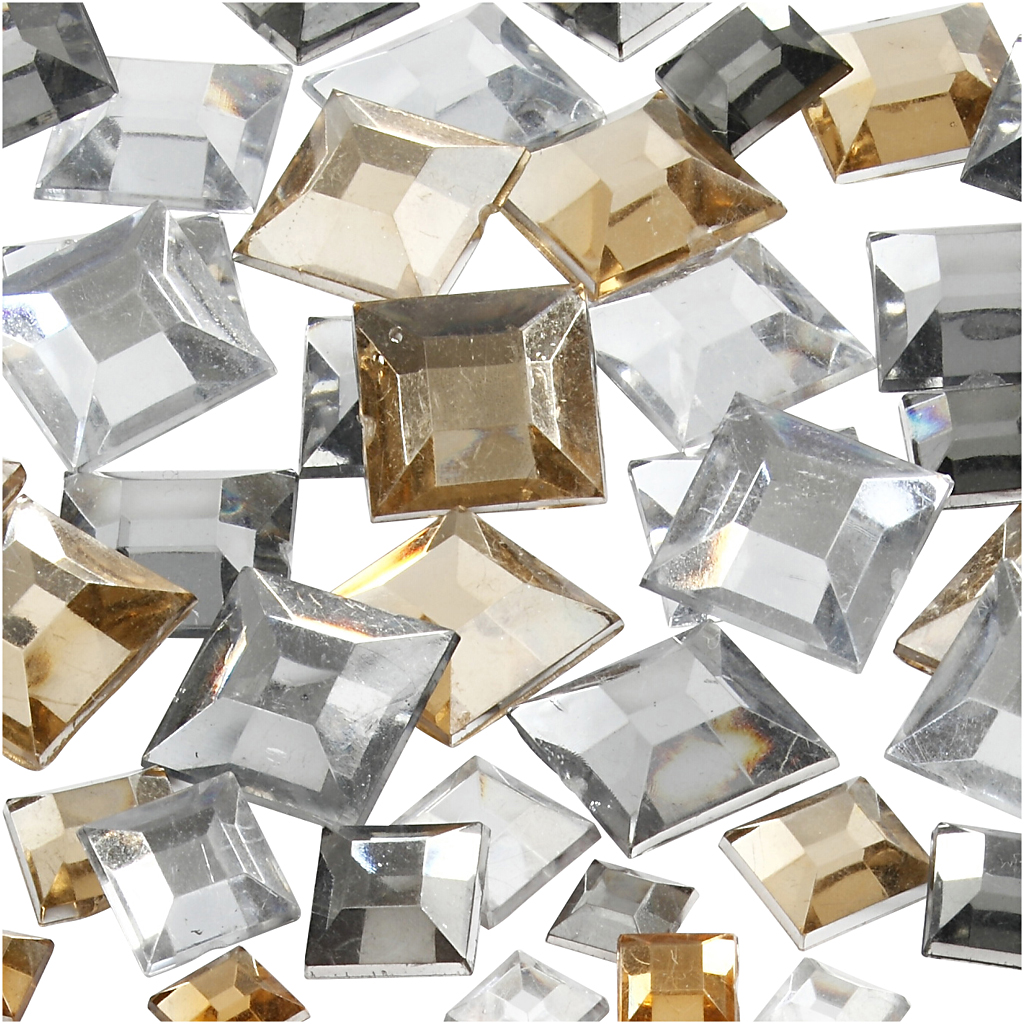 Strass, ruudukujuline, suurus 6+9+12 mm, kuldne õli, 360 tk/ 1 pakk - Image 3