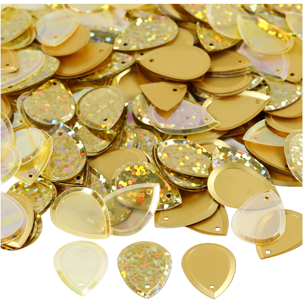 Paelad, vihmapiiskad, suurus 14x19 mm, kuldne, 50 g/ 1 pakk - Image 3