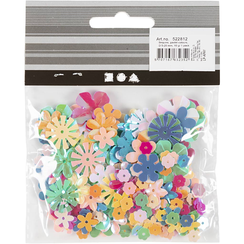 Paelad, suurus 6-20 mm, u. 390 tk, pastelsed värvid, 10 g/ 1 pakk - Image 3