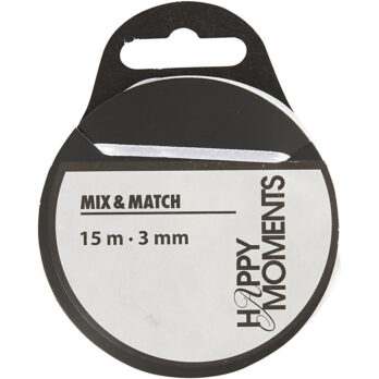 Satiinpael, W: 3 mm, valge, 15 m/ 1 rull