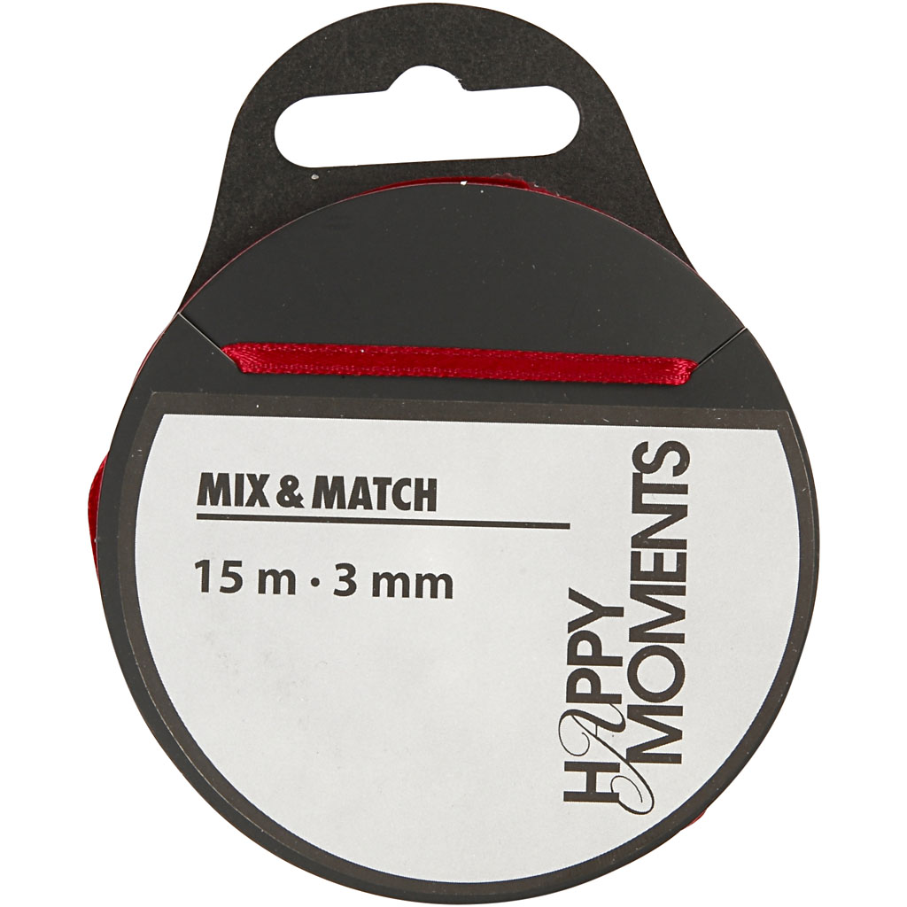 Satiinpael, W: 3 mm, veinipunane, 15 m/ 1 rull