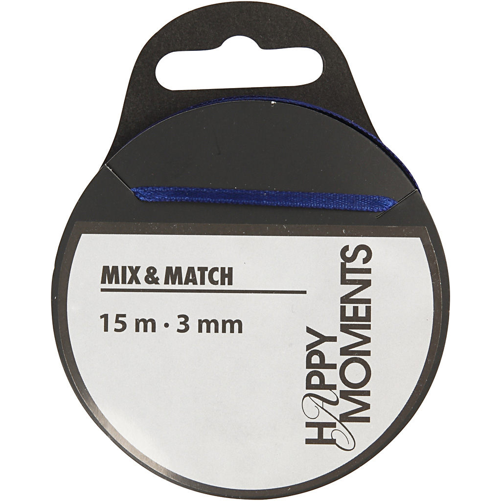 Satiinpael, W: 3 mm, tumesinine, 15 m/ 1 rull - Image 2