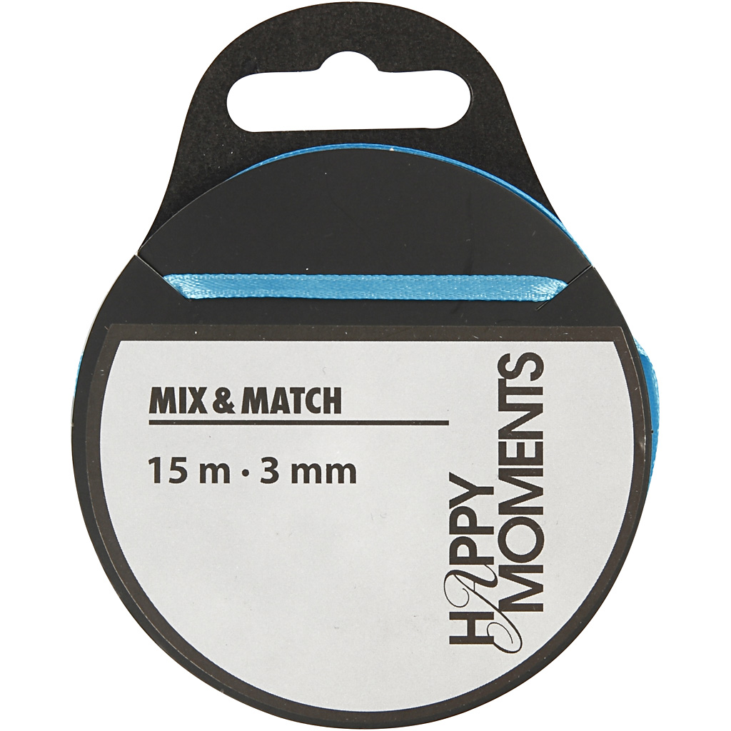 Satiinpael, W: 3 mm, helesinine, 15 m/ 1 rull - Image 2