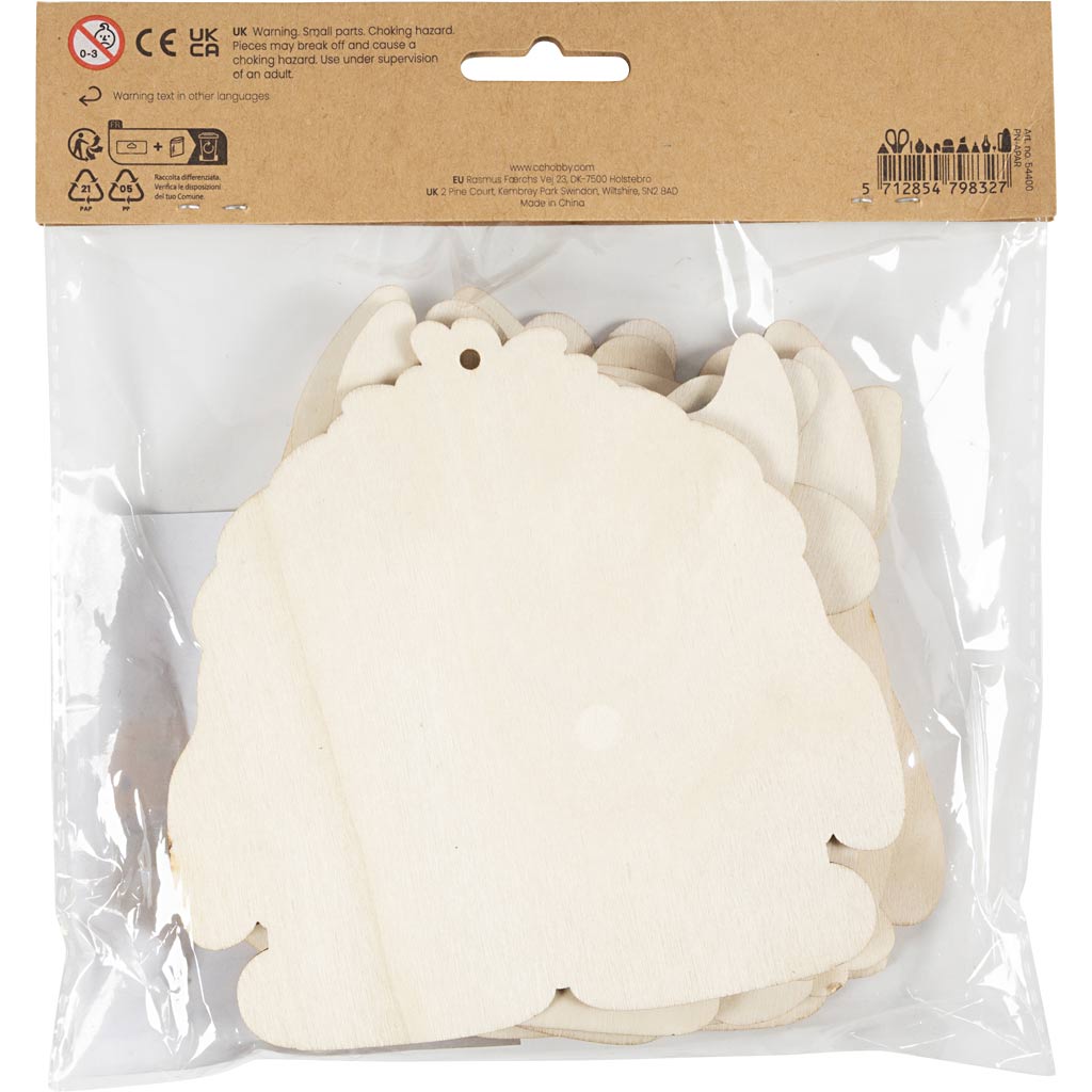 Puidust figuurid, koletised, H: 12,4 cm, paksus 3 mm, 8 tk/ 1 pakk - Image 3