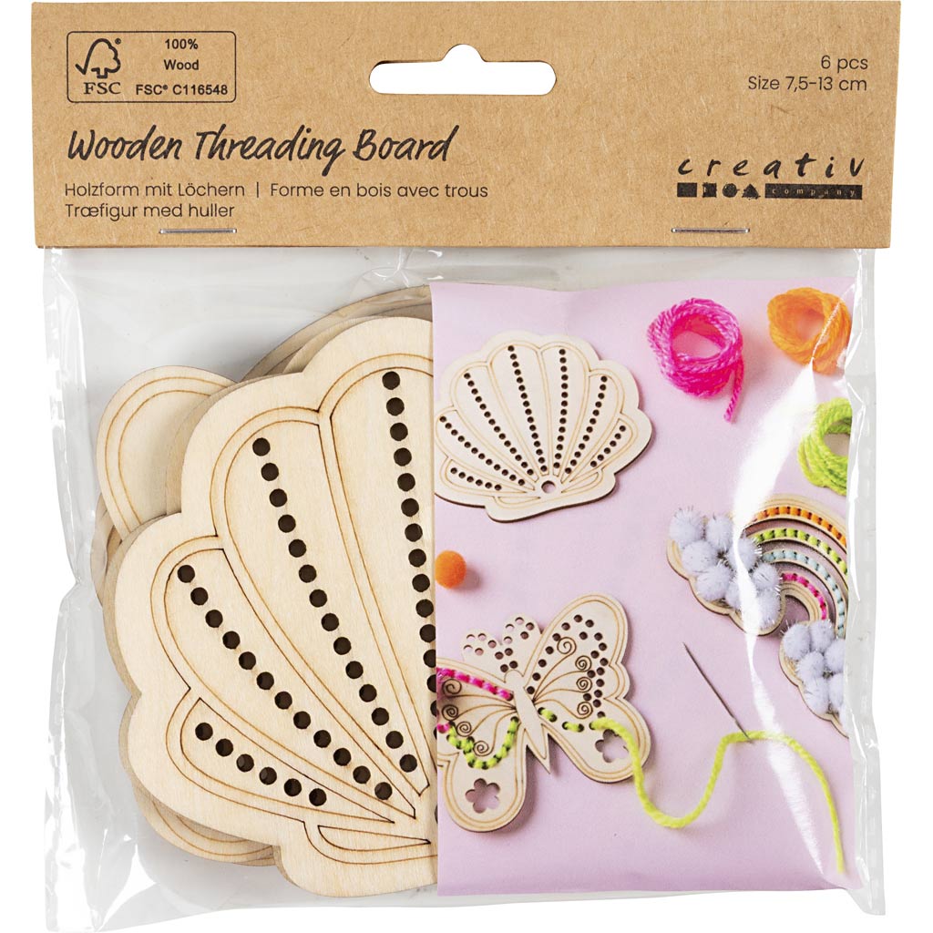 Puidust aukudega kuju, vikerkaar, koorik, liblikas, suurus 7,5-13 cm, 6 tk/ 1 pakk - Image 2