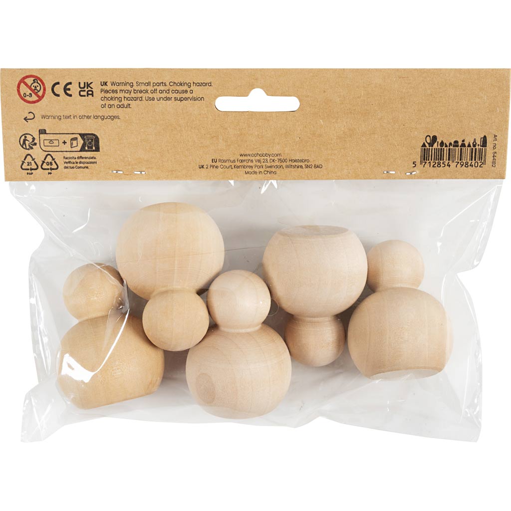 Puidust figuurikorpus, ümmargune, H: 5 cm, 5 tk/ 1 pakk - Image 3