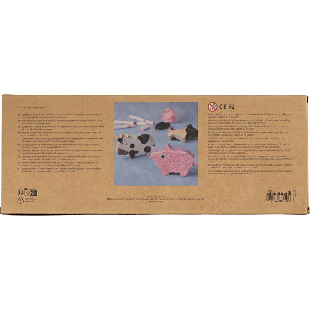 Puidust loomad, talu, H: 4,5-8,7 cm, paksus 2 cm, 10 tk/ 1 pakk - Image 3