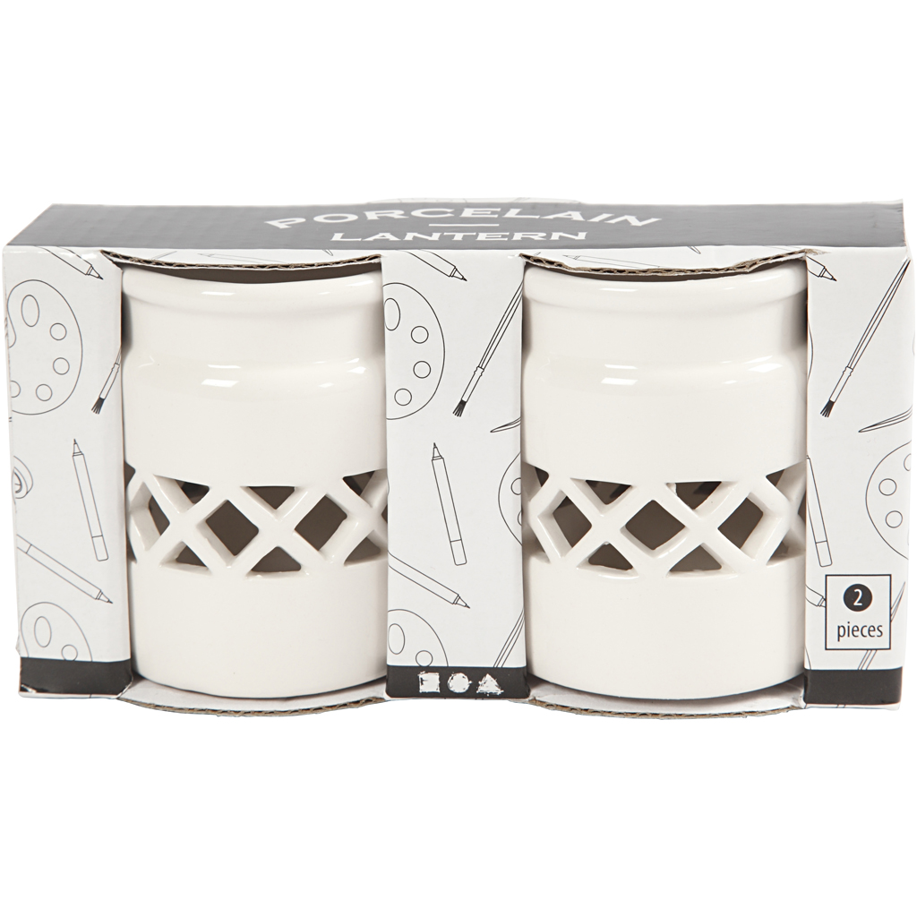 Latern, H: 8 cm, diameeter. 6,2 cm, valge, 2 tk/ 1 pakk - Image 2