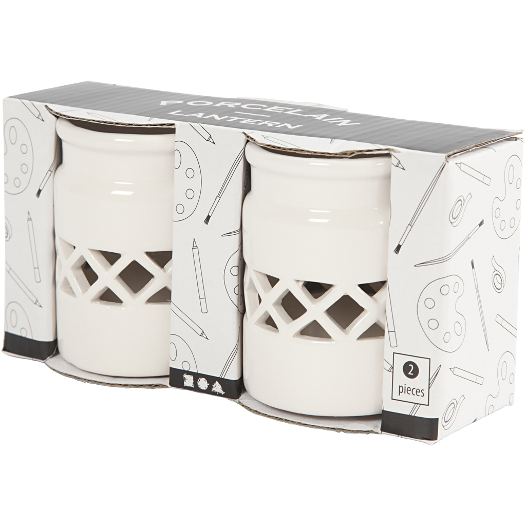 Latern, H: 8 cm, diameeter. 6,2 cm, valge, 2 tk/ 1 pakk - Image 3