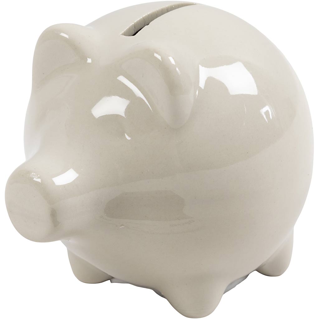 Piggy Bank, kõrgus: 8 cm, laius: 8,5 cm, naturaalvalge, 10 tk/ 1 pakk