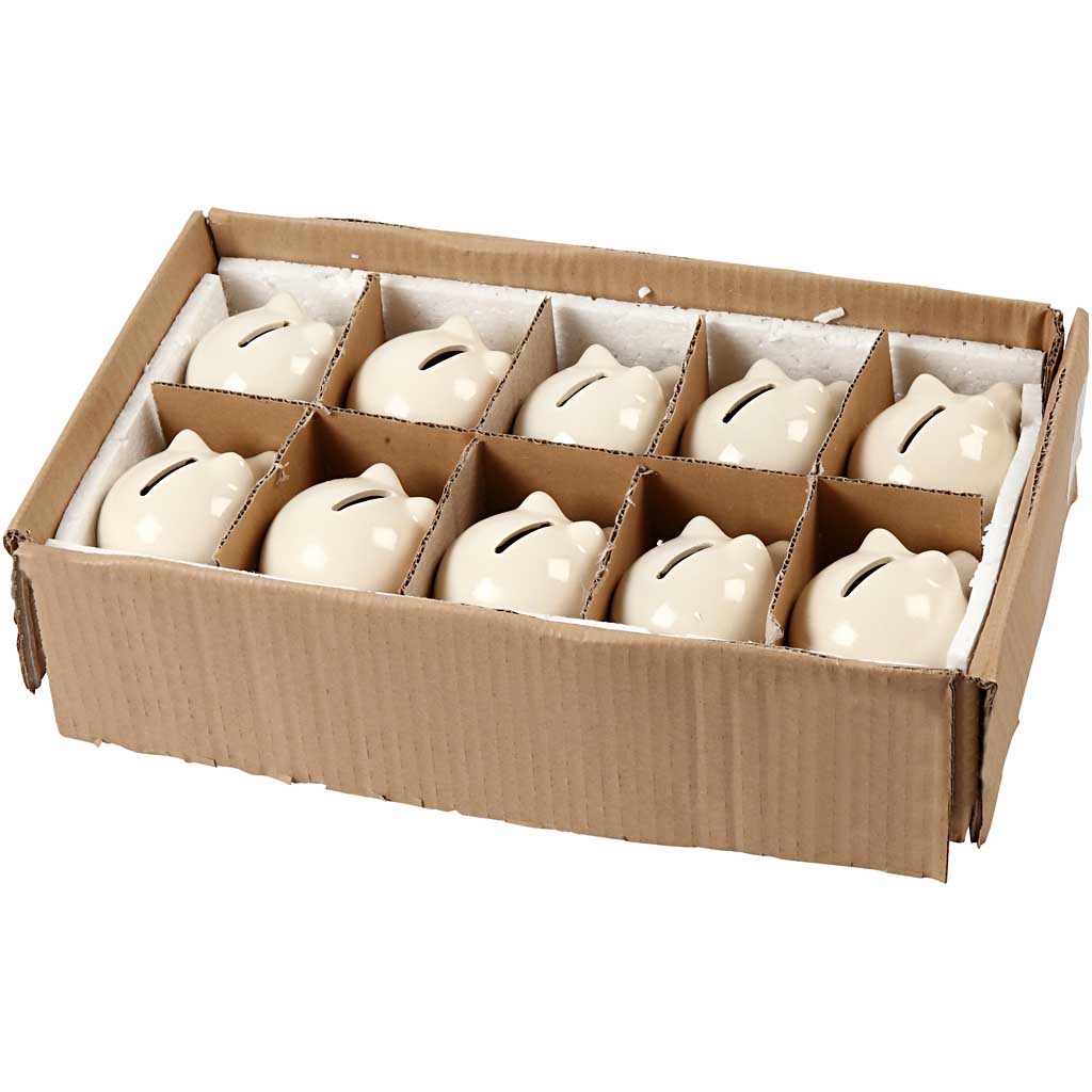 Piggy Bank, kõrgus: 8 cm, laius: 8,5 cm, naturaalvalge, 10 tk/ 1 pakk - Image 2