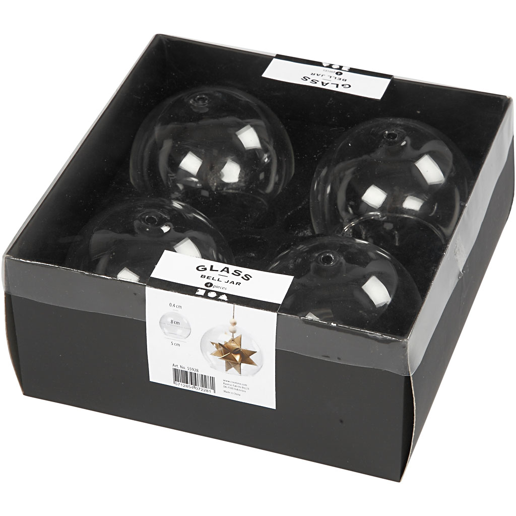 Selge klaasist põhjatu rippuv kujuke, diameeter. 8 cm, augu suurus 5 cm, läbipaistev, 4 tk/ 1 pakk - Image 2