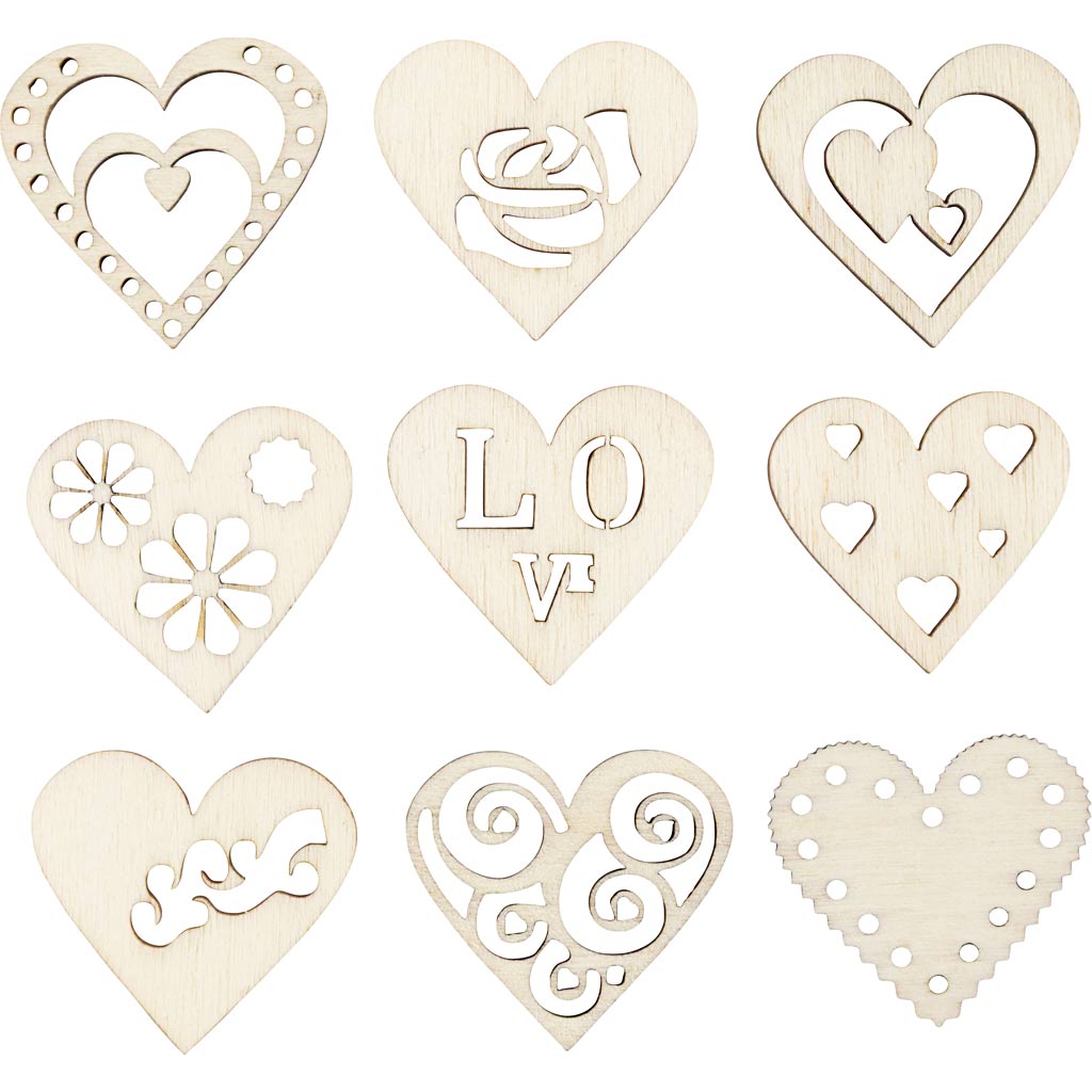 Puidust kaunistused, süda, suurus 28 mm, paksus 2 mm, 45 tk/ 1 pakk - Image 4