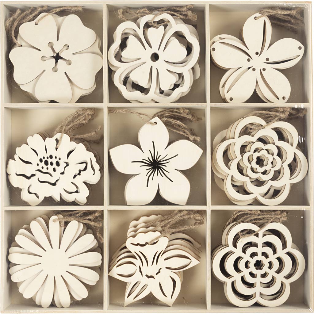 Puidust ornament, lilled, diameeter. 100 mm, paksus 3 mm, 90 tk/ 1 pakk - Image 2