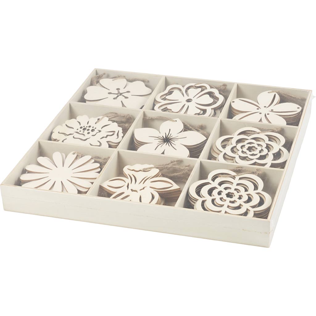 Puidust ornament, lilled, diameeter. 100 mm, paksus 3 mm, 90 tk/ 1 pakk - Image 3