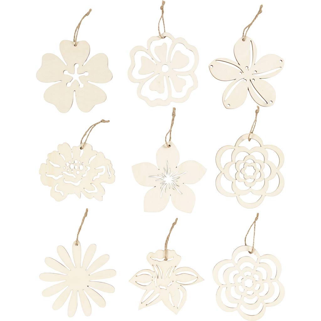 Puidust ornament, lilled, diameeter. 100 mm, paksus 3 mm, 90 tk/ 1 pakk - Image 4