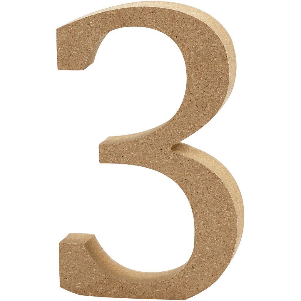 Number, 3, H: 13 cm, paksus 2 cm, 1 tk