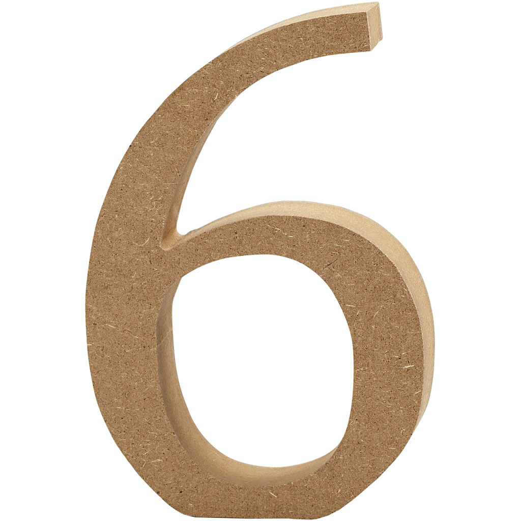 Number, 6, H: 8 cm, paksus 1,5 cm, 1 tk.