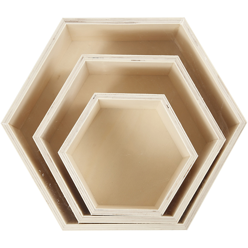 Säilituskarbid, kuusnurkne, H: 14,8+19+24,2 cm, D. 10 cm, 3 tk/ 1 komplekt - Image 3