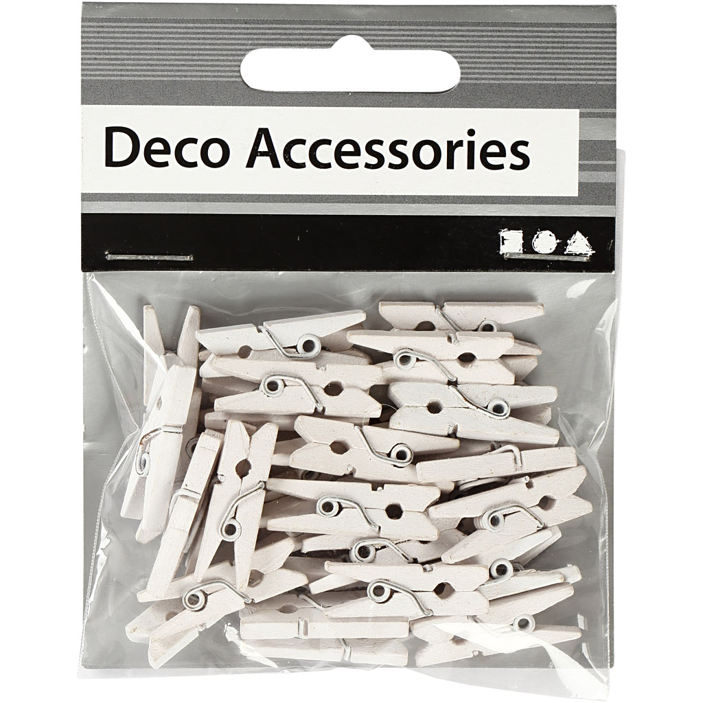 Mini riidepulk, L: 25 mm, W: 3 mm, valge, 36 tk/ 1 pakk - Image 2