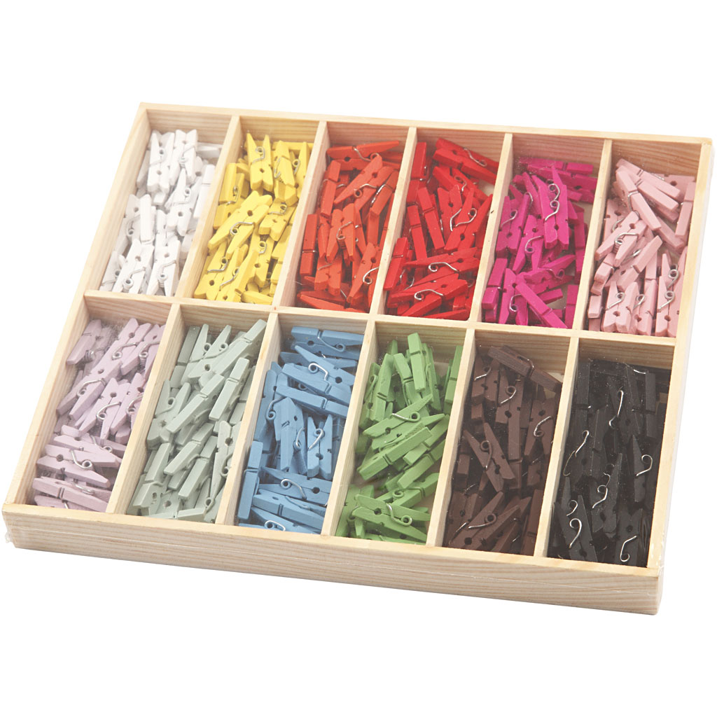 Mini riidepulk, L: 25 mm, W: 3 mm, värvide valik, 12x24 tk/ 1 pakk - Image 2