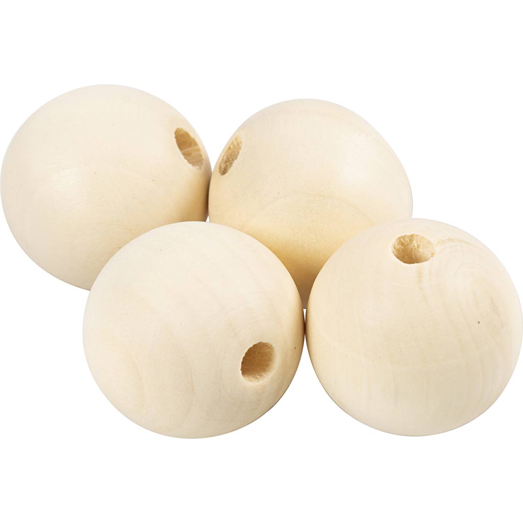 Puuhelm, diameeter. 30 mm, augu suurus 5 mm, 4 tk/ 1 pakk