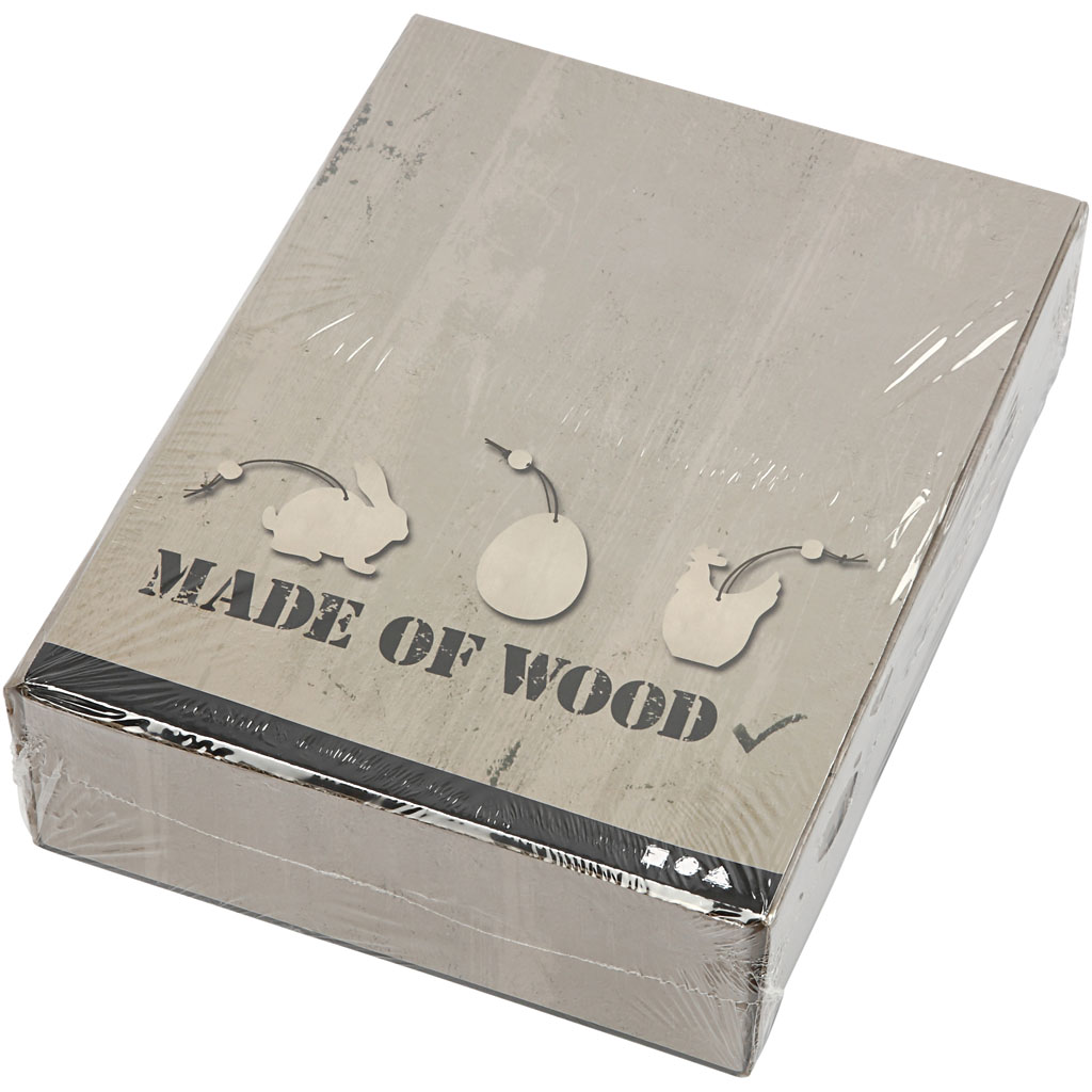 Puidust ornament, jänes, muna, kana, suurus 6 cm, paksus 3 mm, 200 tk/ 1 pakk - Image 2