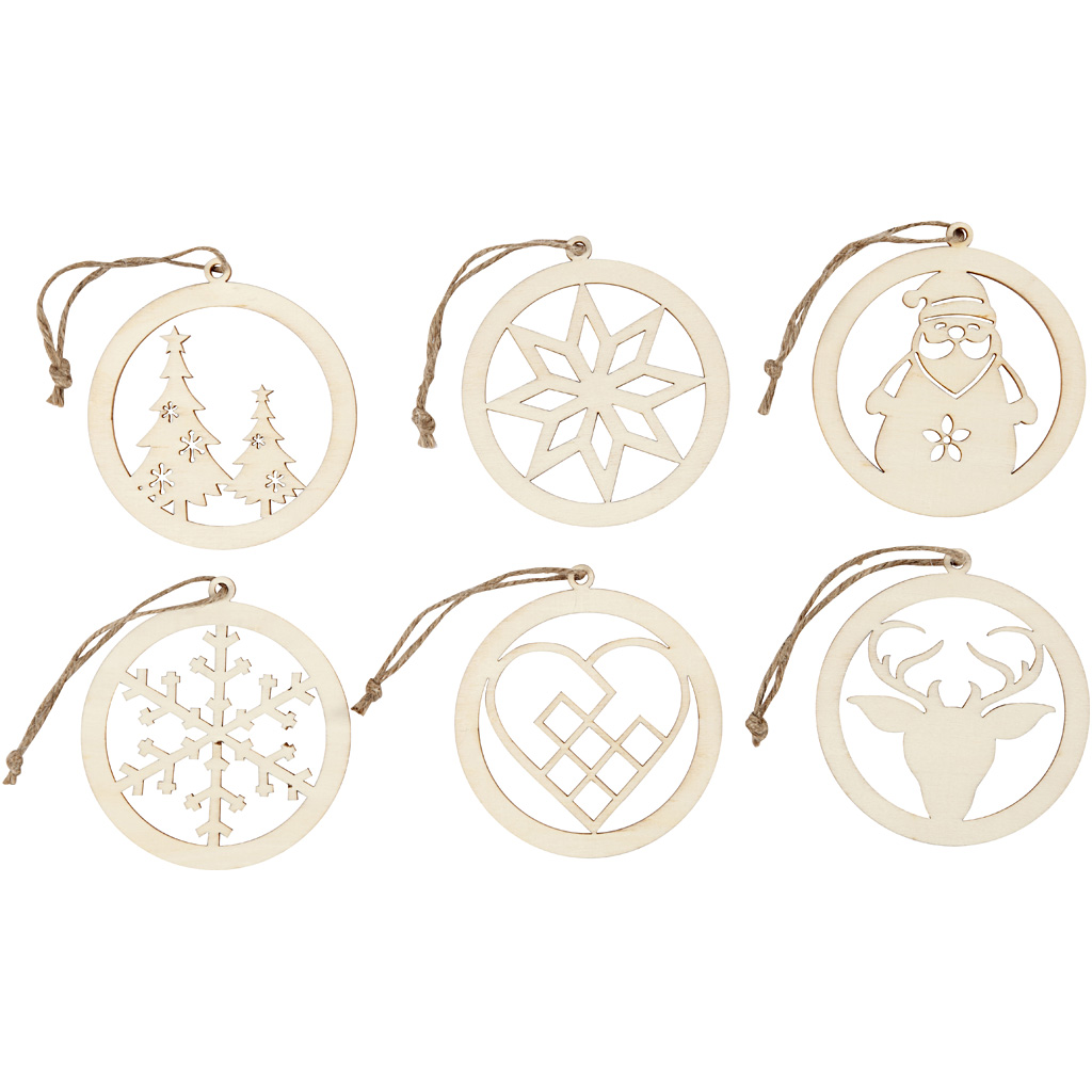 Jõulukaunistused, diameeter. 8 cm, paksus 0,3 cm, 6 tk/ 1 pakk