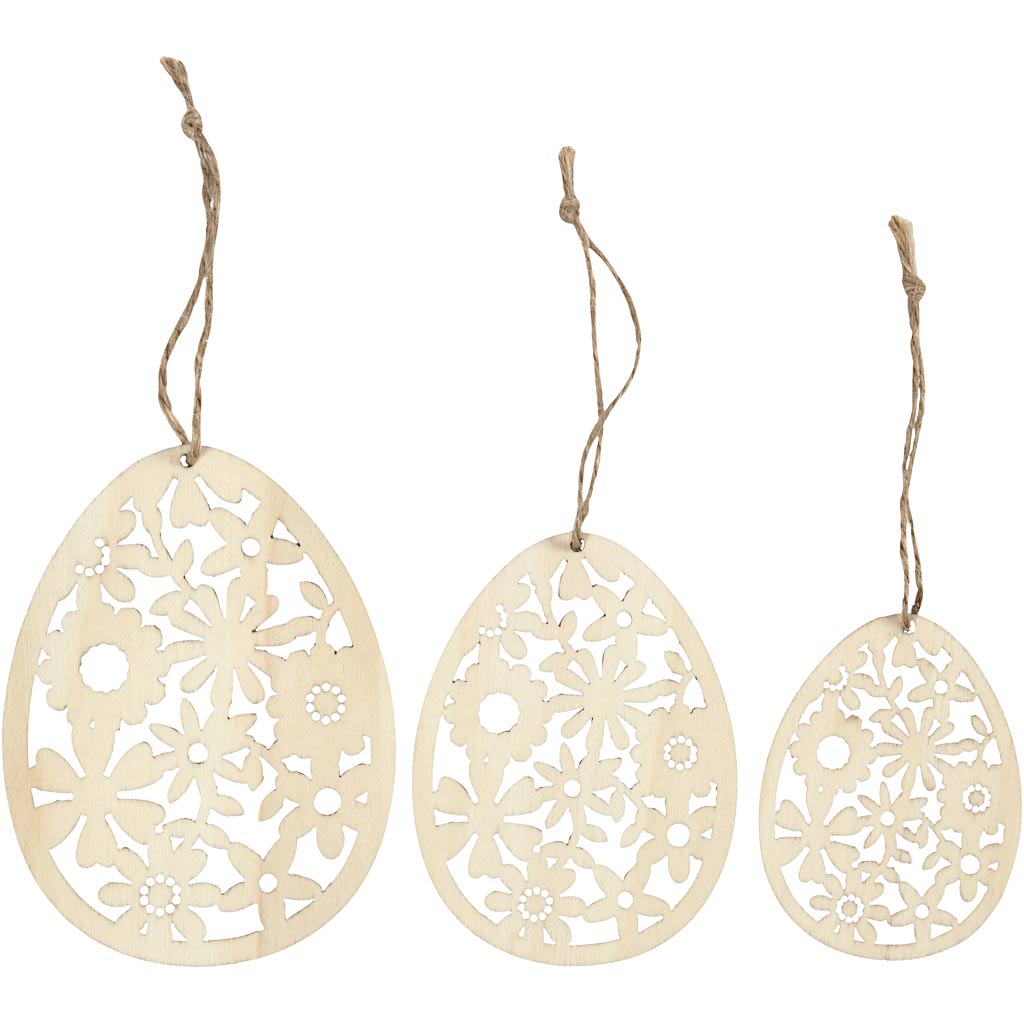 Ornament, K: 8+10+12 cm, L: 6+7,5+9 cm, paksus 3 mm, 3 tk/ 1 pakk