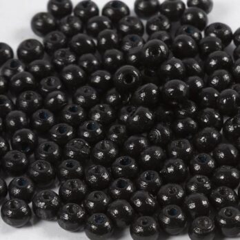 Puidust helmed, diameeter. 5 mm, augu suurus 1,5 mm, ca. 150 tk, must, 6 g/ 1 pakk