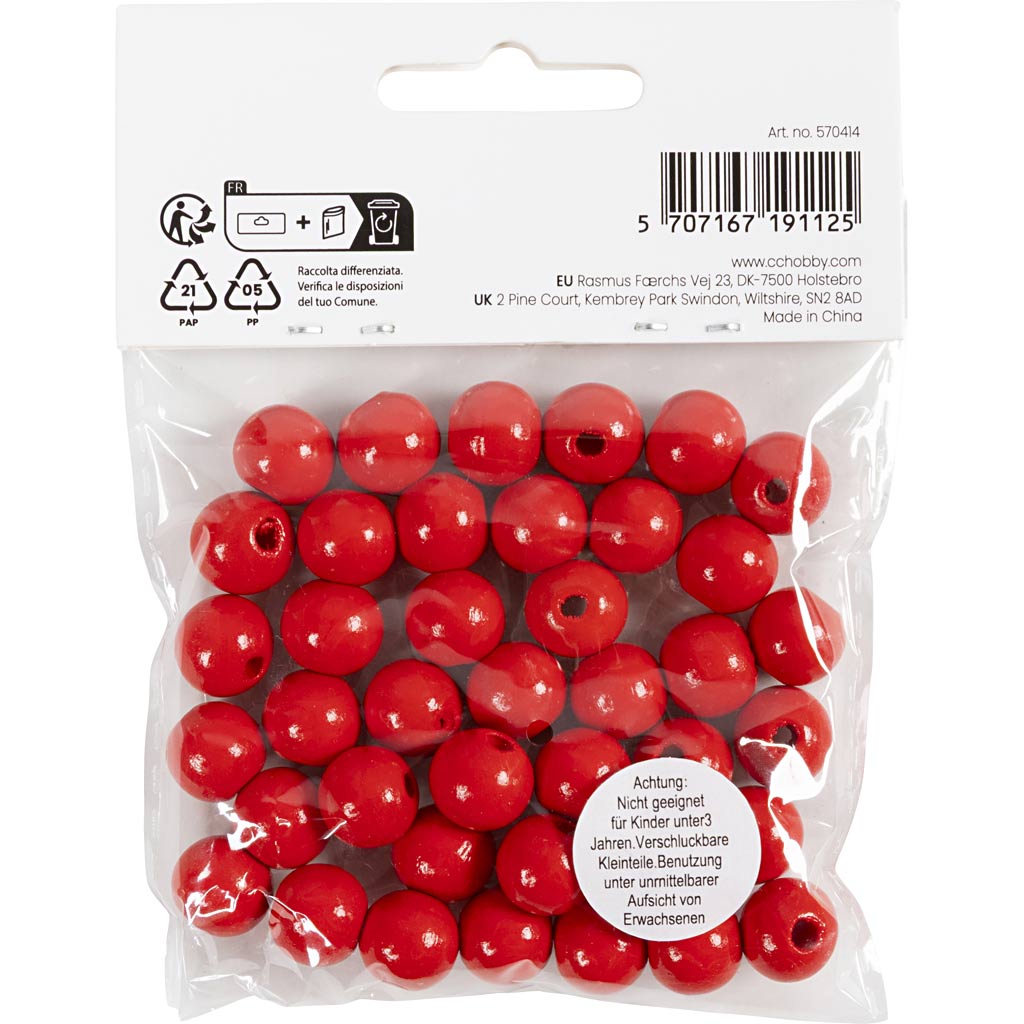 Puidust helmed, diameeter. 12 mm, augu suurus 3 mm, ca. 40 tk, punane, 22 g/ 1 pakk - Image 3